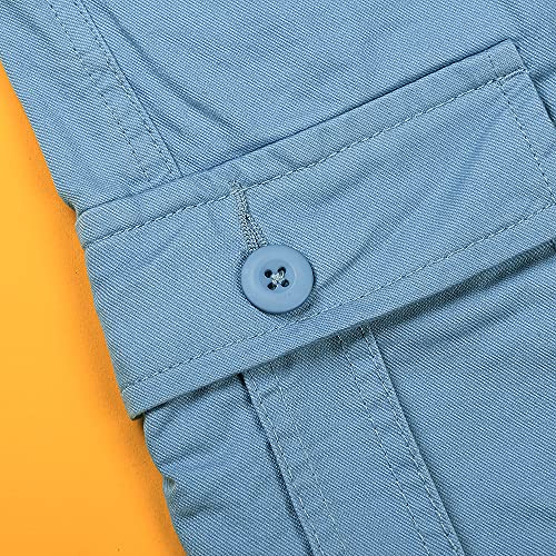 Mesinsefra Boys' Pull On Cargo Shorts Full Elastic Waist Casual Shorts With Multi Pockets Light Blue 160Cm #TOP3