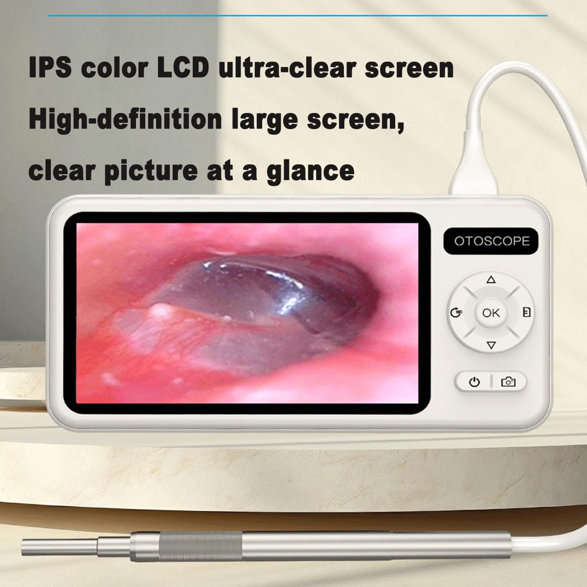 JOSBY Cámara de oído otoscopio de 5 Pulgadas, endoscopio de oído de 3,9 mm de diámetro, Herramienta de eliminación de Cera de oído con 6 Luces LED Ajustables y Kit de Limpieza de Puntas de oído