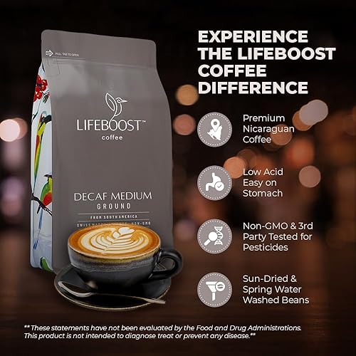 Miniatura 4 de Lifeboost Café descafeinado de agua suiza de tostado medio – Café orgánico descafeinado de origen único USDA – Café sin OMG probado por terceros