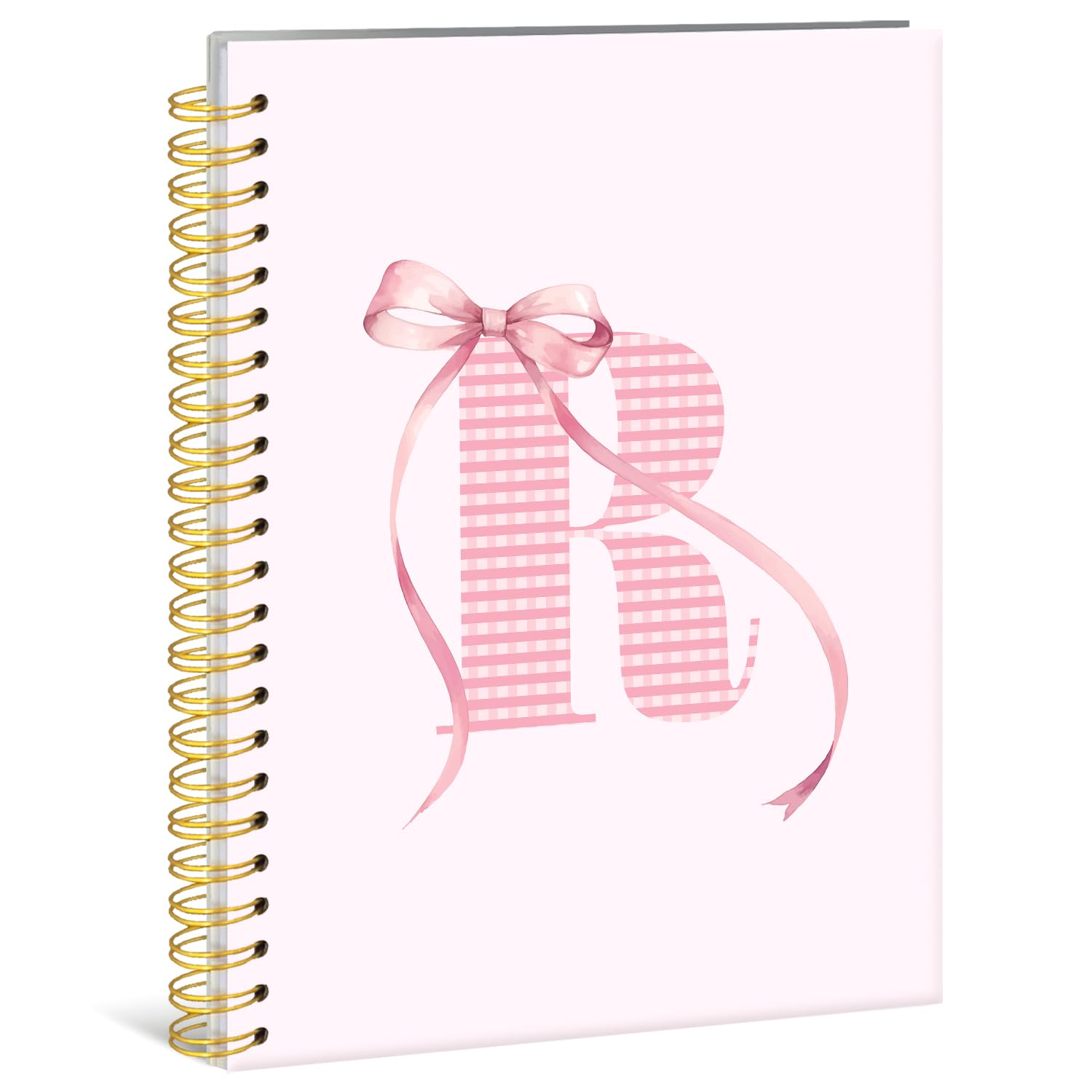 Lacama Pink Initial Letter R Notebook Journal, Coquette Preppy Bow Personalized Spiral Notebook, Customized Monogrammed Gifts, Birthday Gifts for Women, School Supplies, Office Supplies 5.5x8.3
