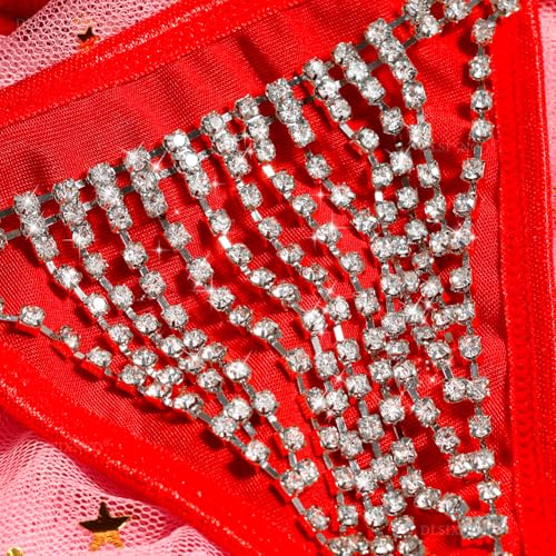 Image of Chain Thong Underwear for Women, Adjustable Rhinestone Panties