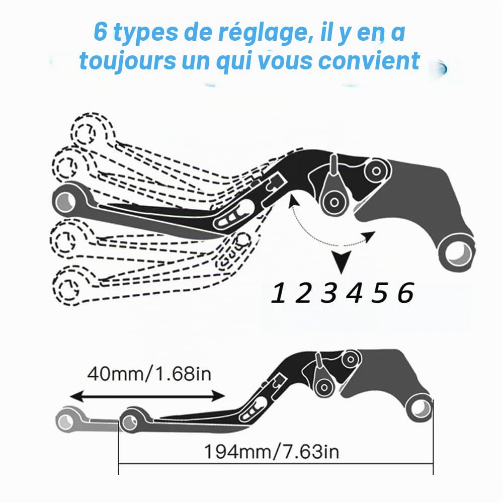 Pour MT-07 MT07 FZ07 2014-2021 levier d'embrayage de frein accessoires de moto CNC pliage poignée réglable saillie Noir
