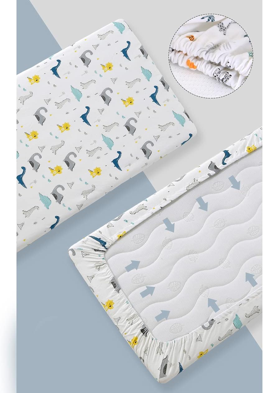 Liveinu Crib Mattress Cover Stretchy Fitted Sheet Portable Mini Crib Sheets,Convertible Playard Mattress Cover Toddler Crib Mattress Protector for Girls Boys 62x31x2 inches Rainy Day : Baby