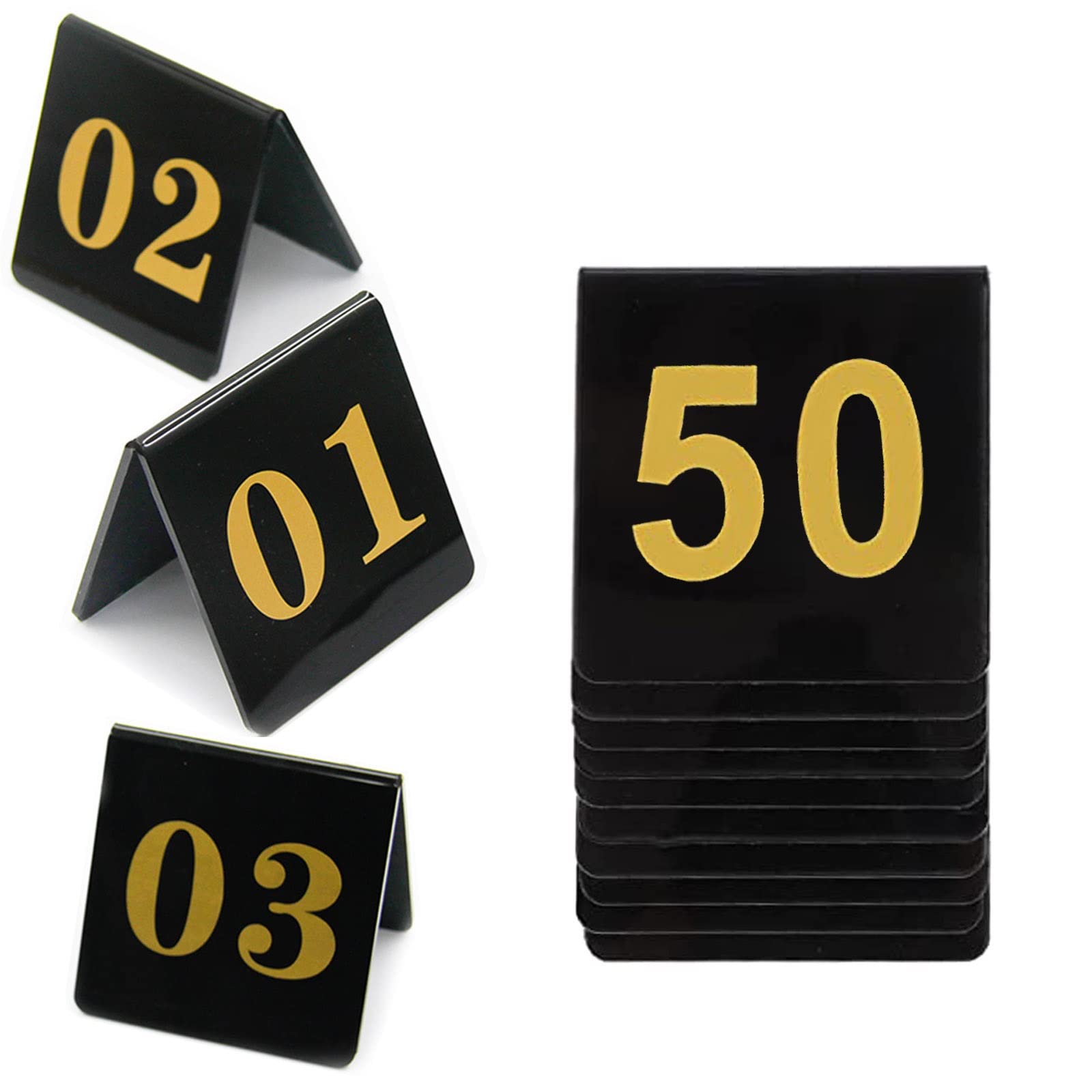 Soporte para letreros de Mesa, números Amarillos de Doble Cara, número de Mesa Estilo Tienda, Placa de Mesa Digital 3D, restaurantes, establecimientos y Eventos Especiales (1 50)