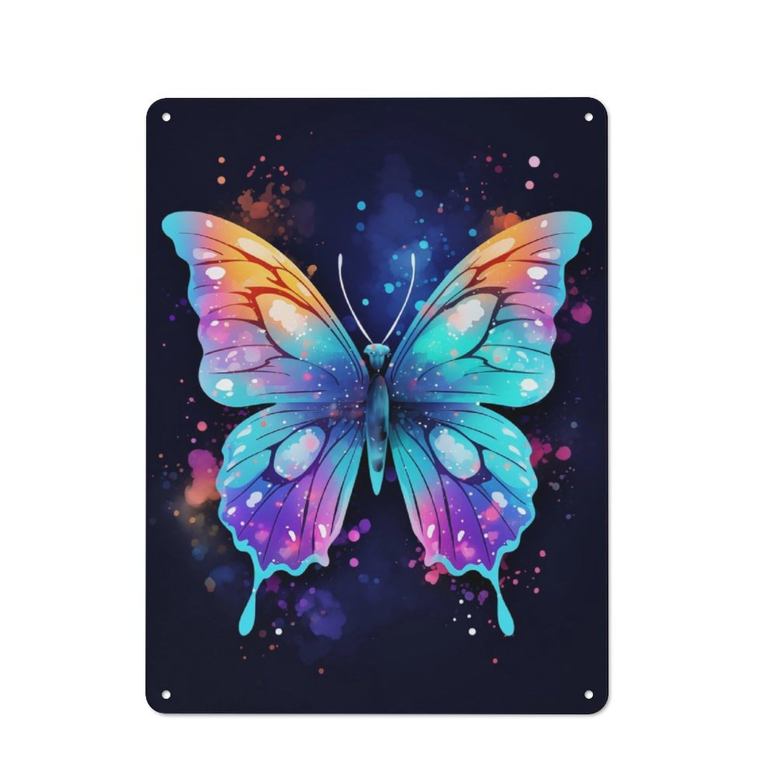 Junmoney Colorful Butterfly Retro Metal Plaque 40X30cm For Garage Or Workshop, Housewarming Wall Decor For People Furnishing Garage And Workshop