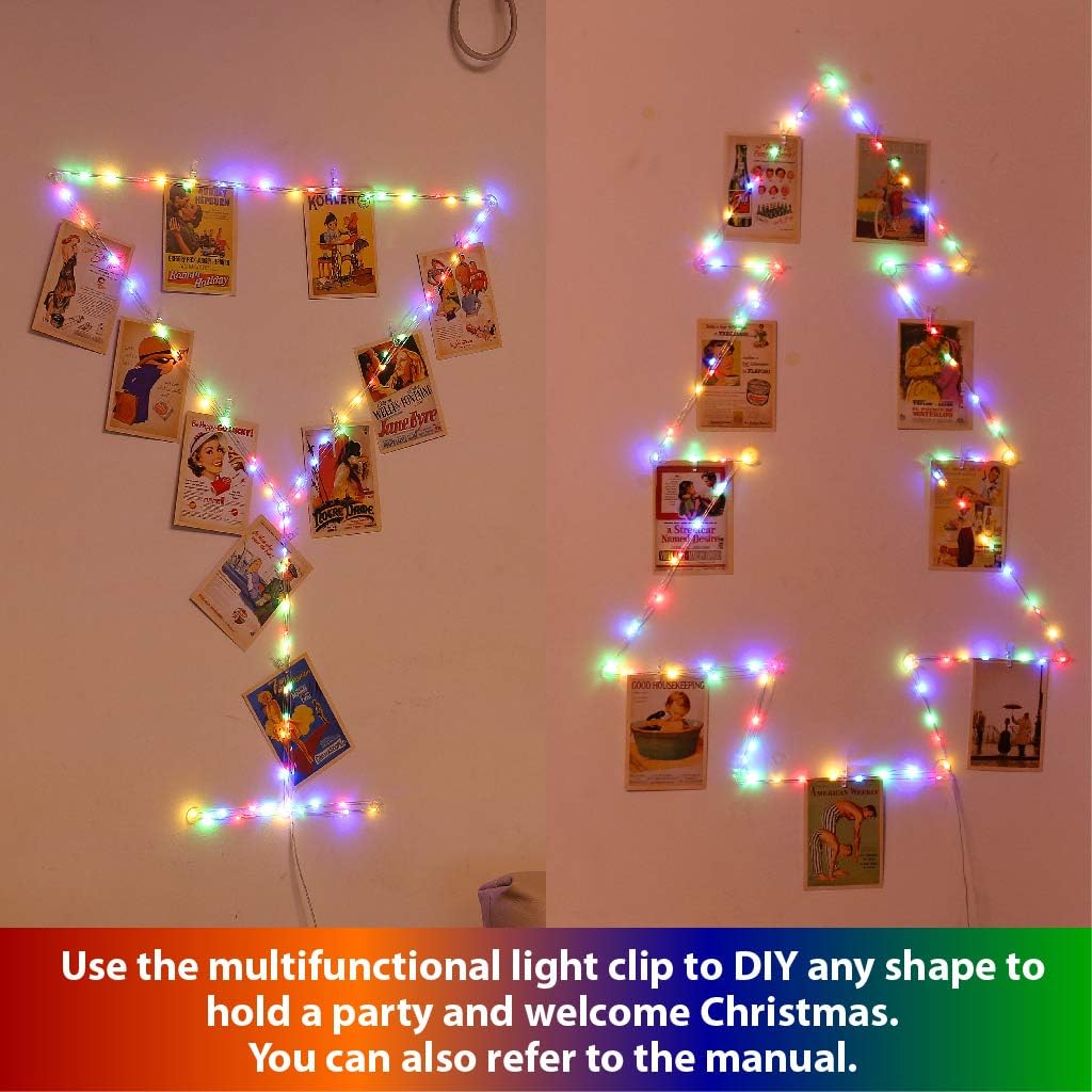 HXWEIYE Fairy Lights Plug in-2 Pack, 33FT 100LED Multicolor Copper Wire String Lights with 8 Clips/Remote/Timer, Waterproof USB String Lights for Bedroom Outdoor Indoor Wedding Wall Xmas Decor