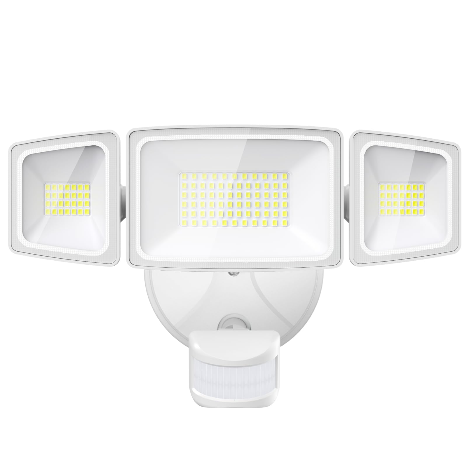 Onforu Reflektor LED z czujnikiem ruchu, na zewnątrz, 55 W, 5000 lm, reflektor zewnętrzny z regulowanymi 3 głowicami, 6500 K, zimna biel, IP65, wodoszczelny reflektor do garażu, ogrodu, na podwórko