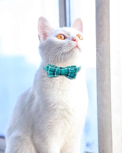 Vista 109 de Collar Joytale con corbatín y campana, lindos patrones de cuadros, 1 o 2 unidades de collares de seguridad para gato, Rojo