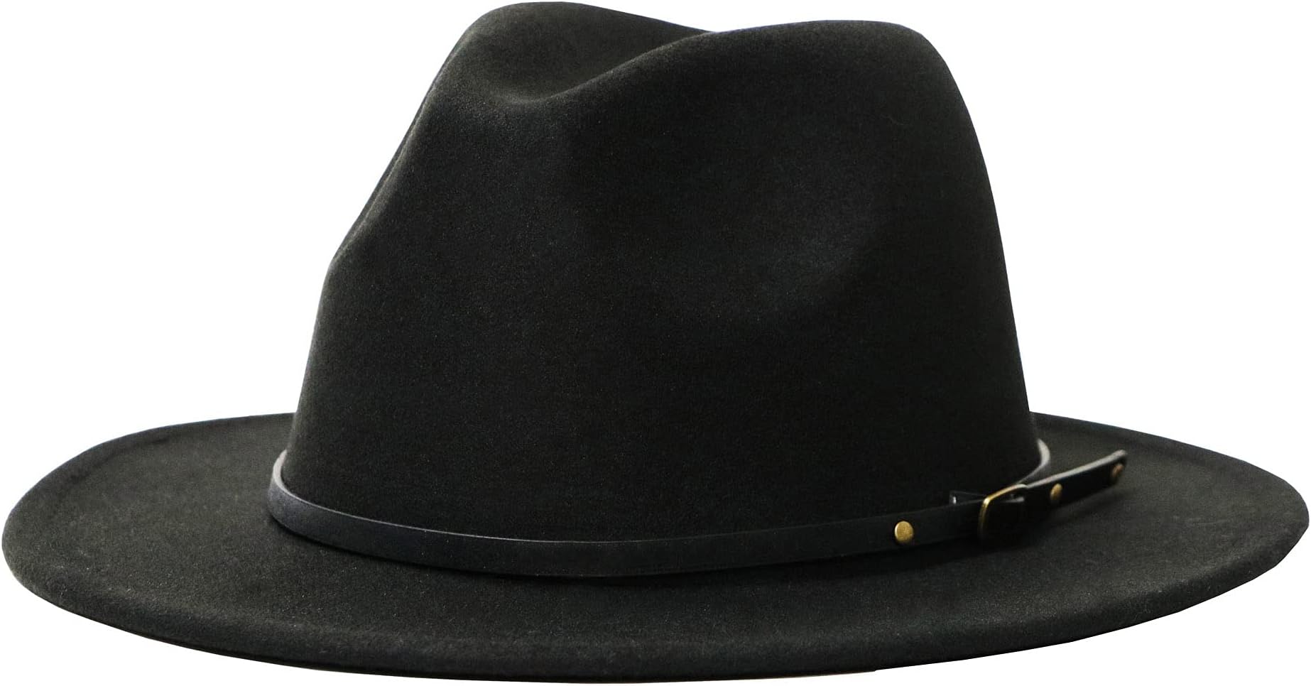 Women's Felt Panama Hats Classic Wide Brim Rancher Fedora with Belt Buckle (Head Circumference 57 cm to 58 cm)