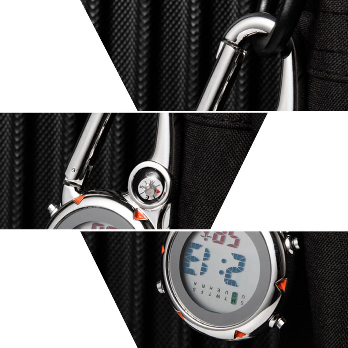 Toyvian Bergsteiger Hakenhangtisch Kletteruhr Ansteckuhr Uhr Aus Edelstahl Karabiner Uhr Beim Klettern Aufpassen Clip Watch Rucksackuhr Orange Rostfreier Stahl