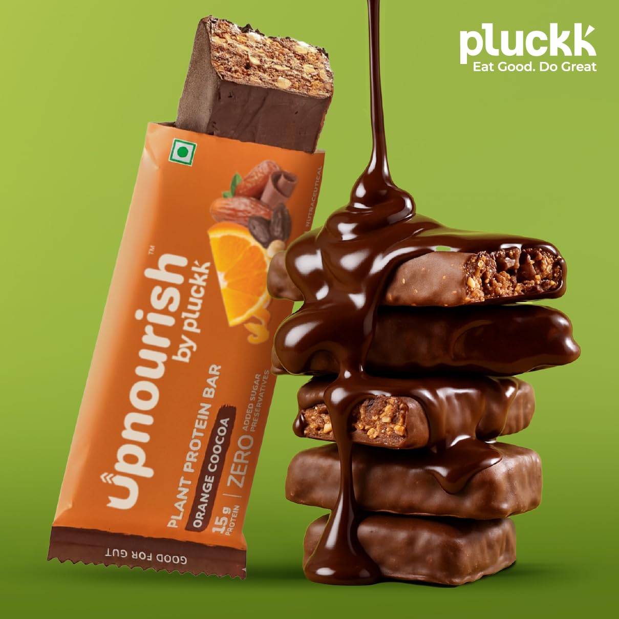 Chocolate Orange Protein Bar - No Refined Sugar (Pack of 6) | 15 g Complete Protein | Upnourish by Pluckk (Cocoa Orange) — Amazon image 8