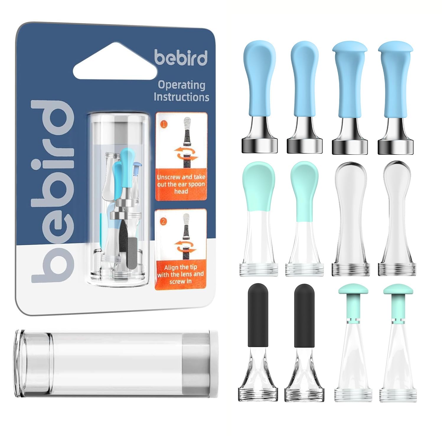 Bebird Replacement Tips Ear 12 Pieces Waterproof Silicone Ear Spoon for Ear Wax Removal Endoscope BEBIRD Original Ear Cleaner Tips Set for R1/ W3/R3/T15/X3/X17 PRO/D3Pro/T5 (Dia. 3.5mm)