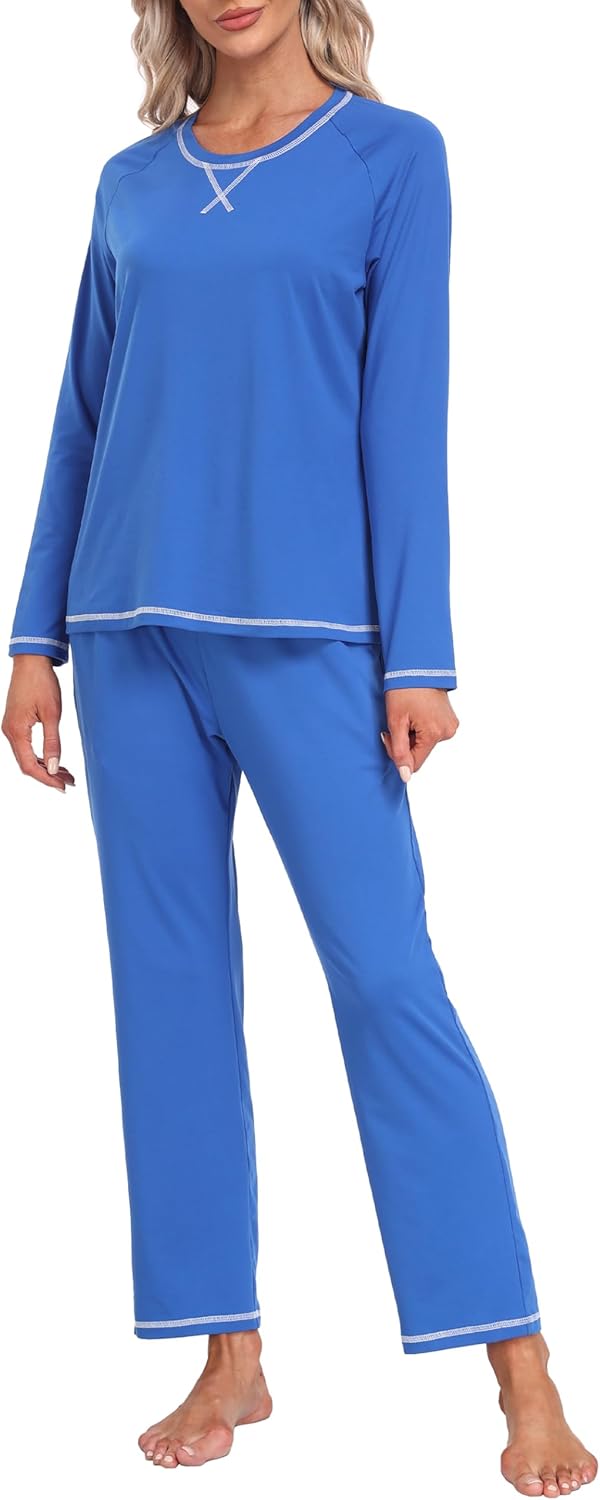 MoFiz Women's Pajamas Sets Long Sleeve Sleepwear 2 Piece Pjs Lightweight Lounge Set with Pockets - Image 2