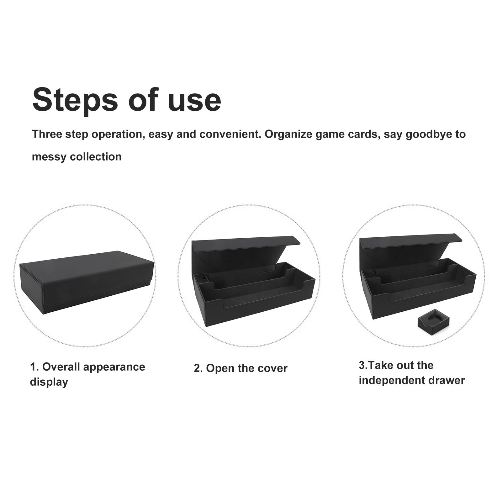 Boîte de Rangement pour Cartes, pour Plus de 550 Cartes de Jeu (BLACK)