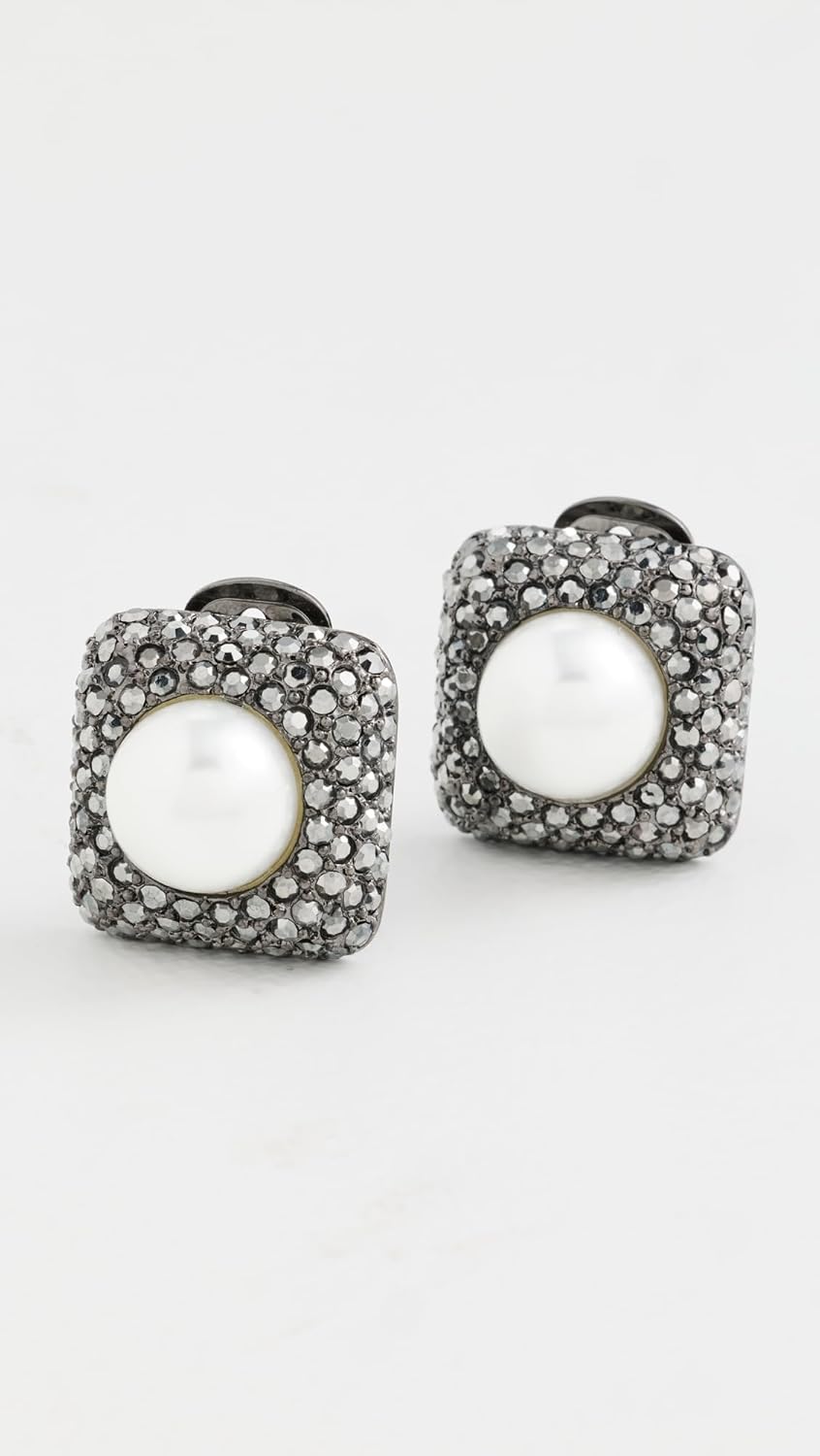 Kenneth Jay Lane Women's Pearl Ball Center Square Clip Earrings - Image 3