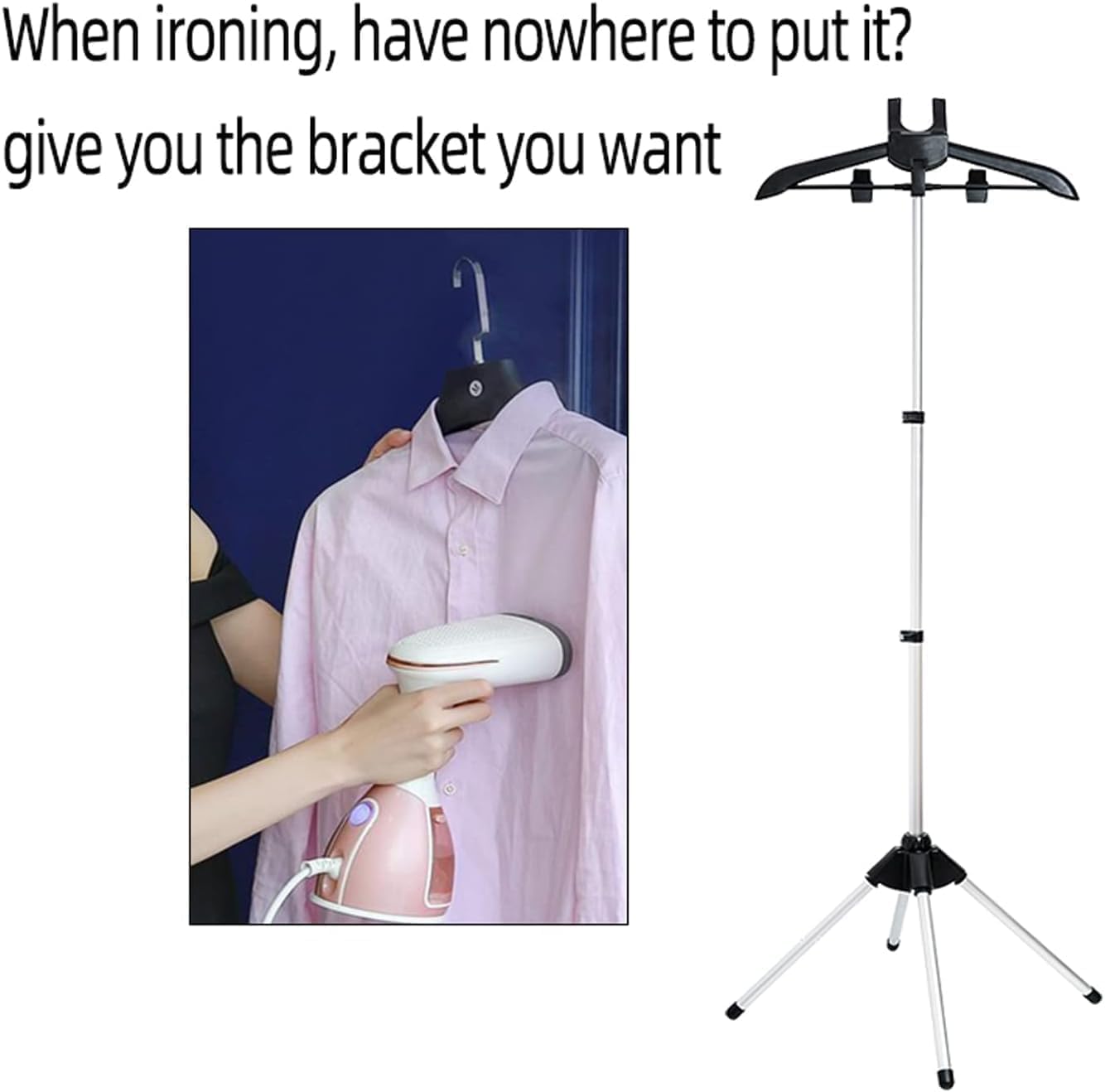 Garment Hanger for Steaming Clothes - Steam Rack & Stand for Ironing, Handheld Steamer Hanger