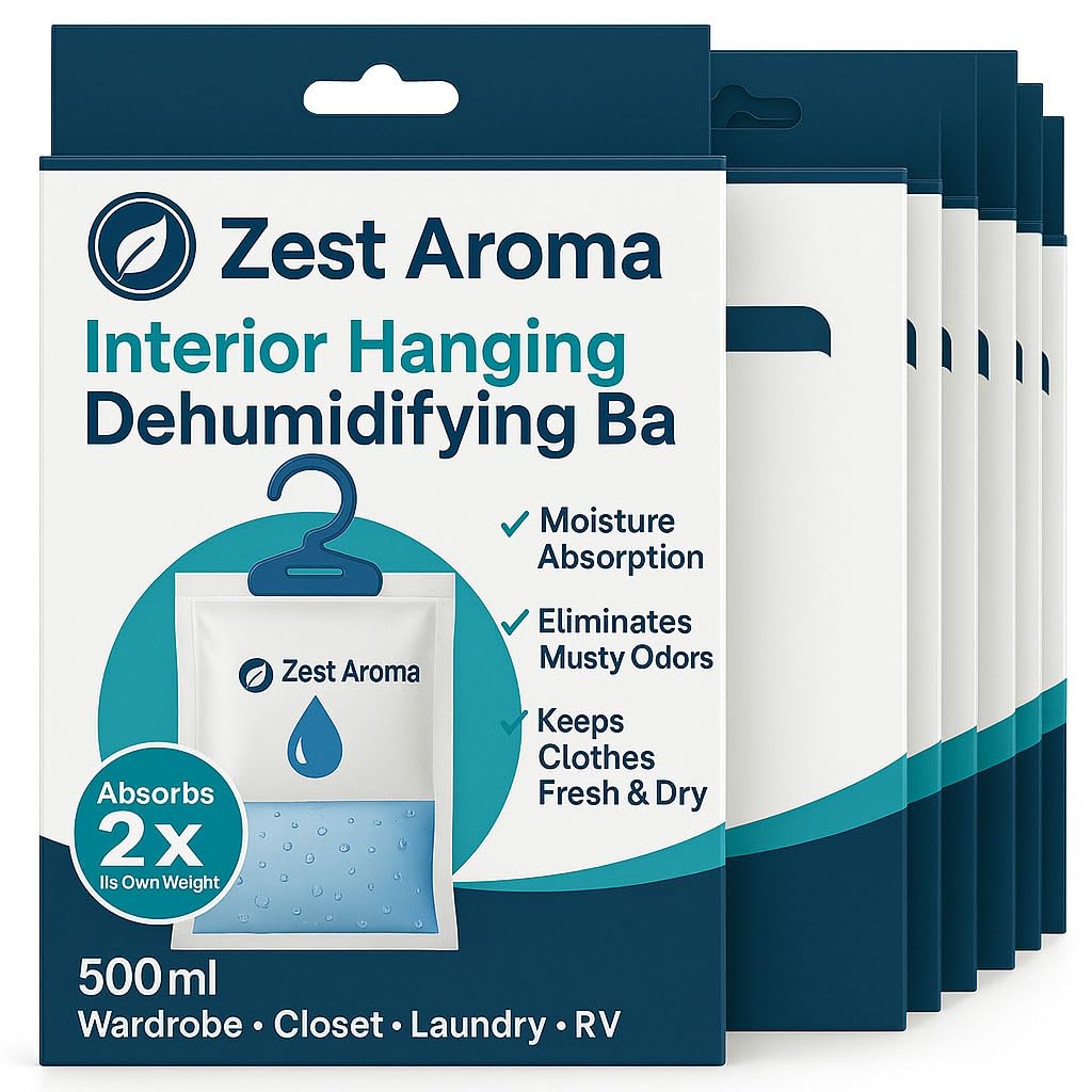 Faboer Clear Faboer® Wardrobe Dehumidifier Hanging Bags With Leak Proof Storage Bag & Hanging Hook Ideal To Stop Mould, Mildew & Condensation For Wardrobe | Hanging Dehumidifier Bags | Damp Absorber (6)