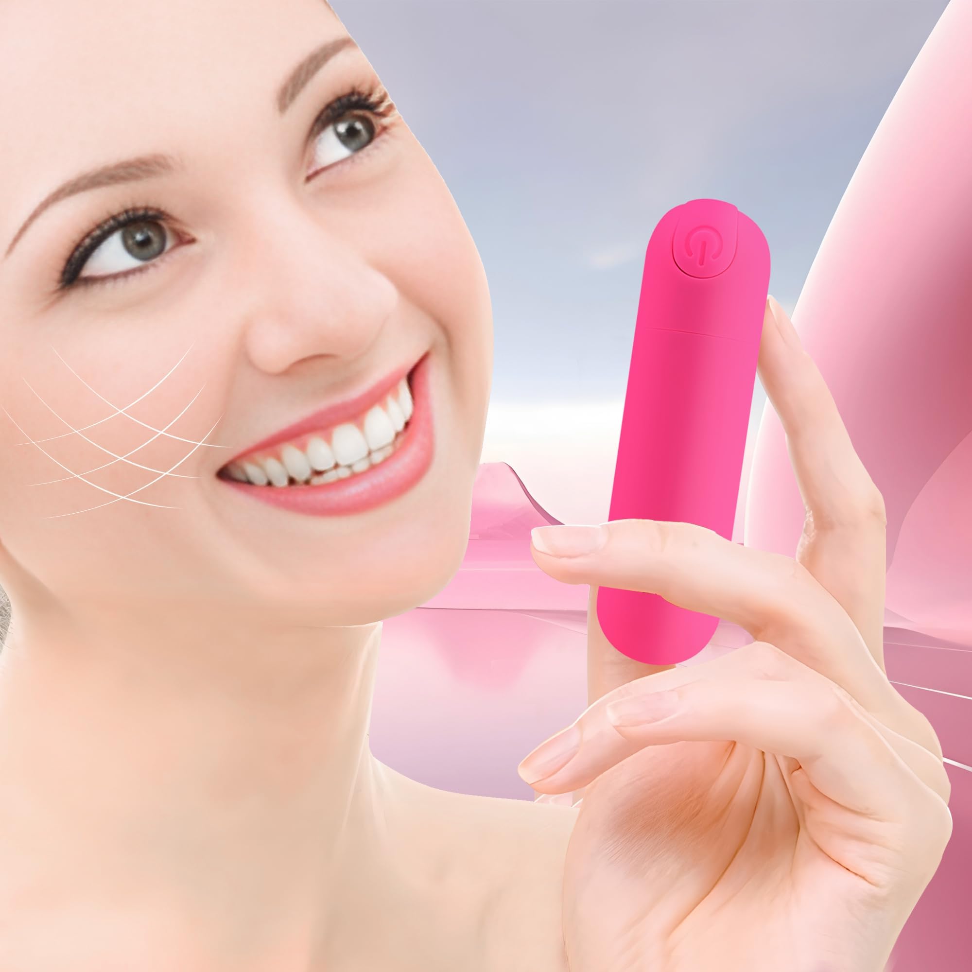 Portable Handheld Electric Back Massager - Mini Waterproof&Rechargeable Handheld Deep Tissue Neck (Rosy Red)