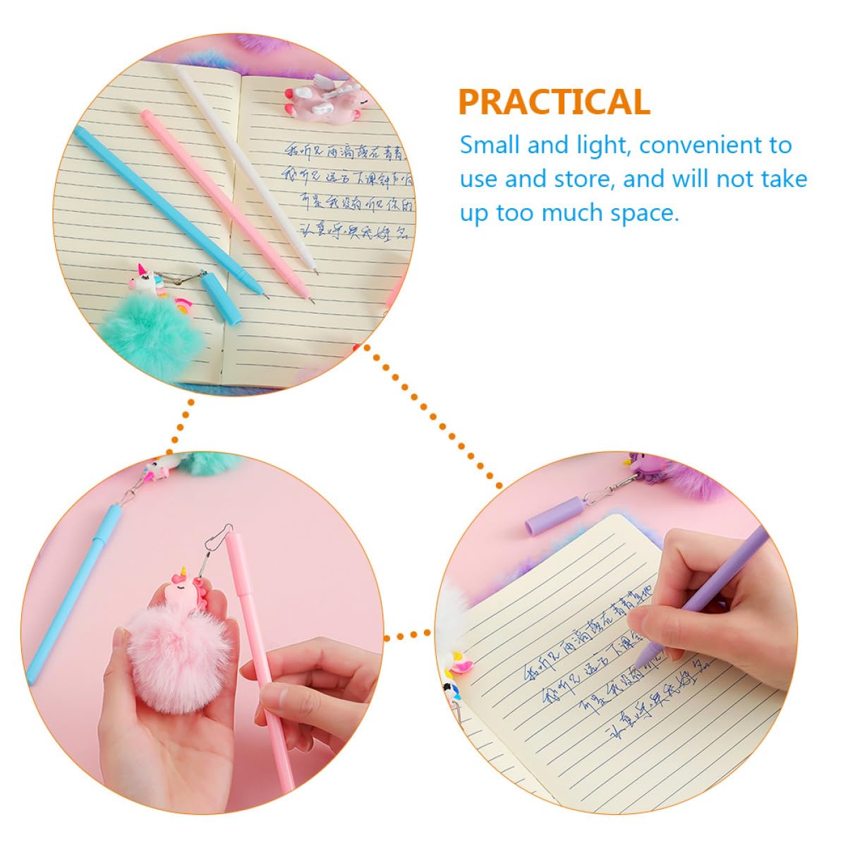 Operitacx 5 Ensembles Stylos À Écrire Pour Garçon Fille Stylos Cartoon Avec Pompons Colorés Fournitures Scolaires Kawaii Pour Élèves Pratiques Pour Filles Et Garçons 4 Pièces * 5