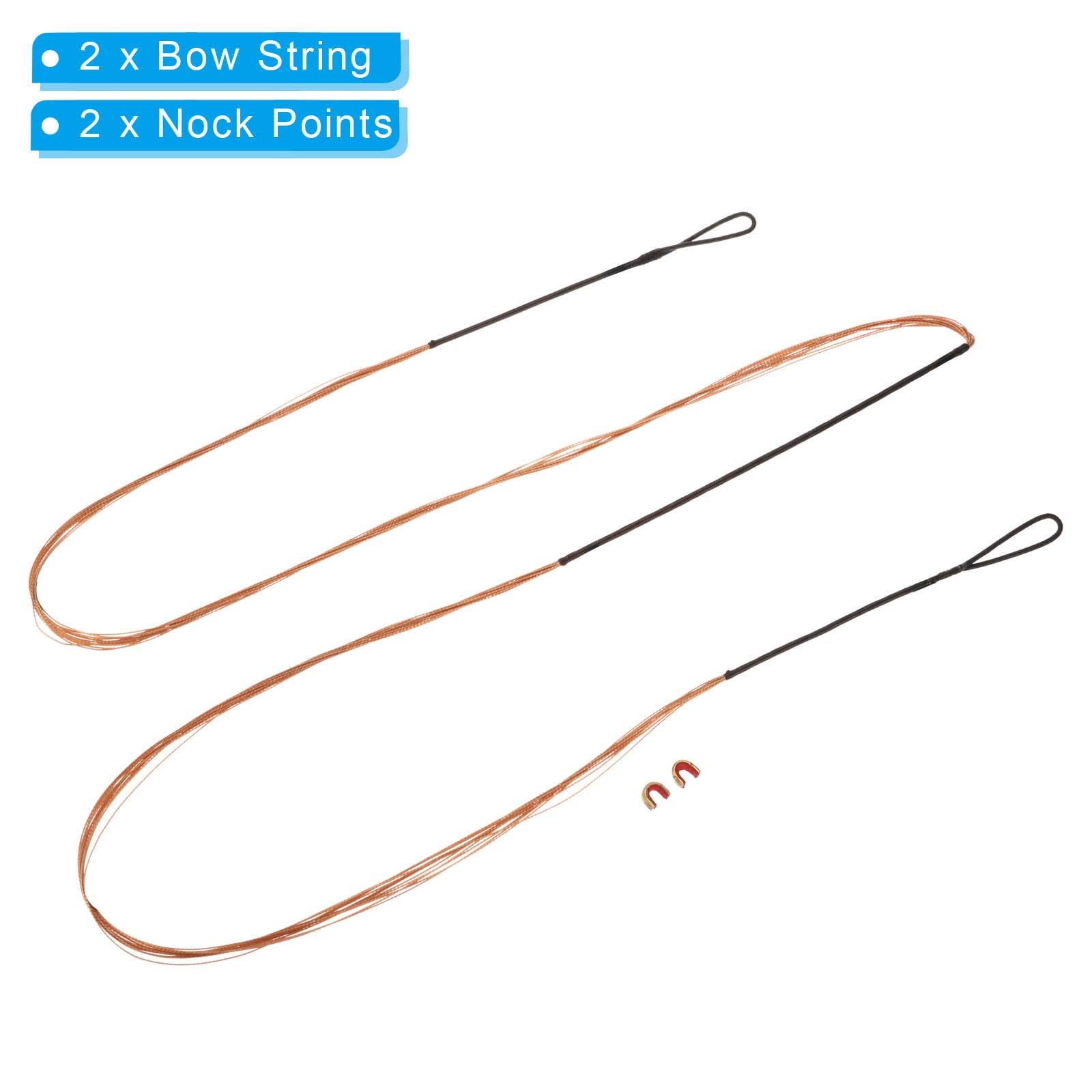 PATIKIL Bow String Replacement,12 Strands Recurve Bowstring with Nock Point for AMO 65" Traditional Bow, Black and Orange - Image 3