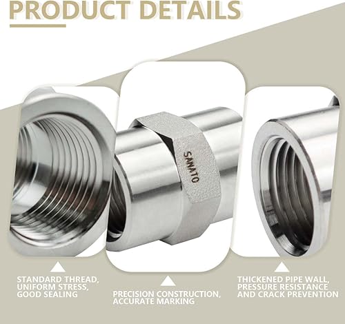 Miniatura 10 de SANATO 3 pezones hexagonales de forja de acero inoxidable 304, 14 "NPT x 14" NPT macho roscados accesorios de tubería