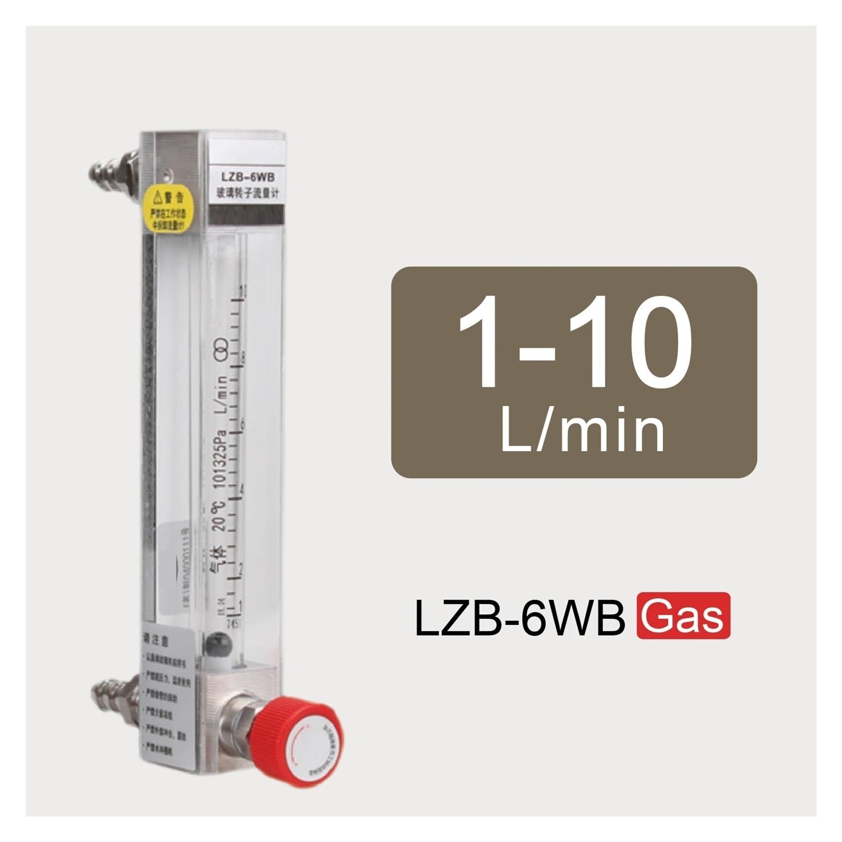 Rotámetro de Tubo de Vidrio LZB-6WB, medidor de Flujo de Aire, líquido y Agua, medidor de Flujo de Flotador Ajustable for Uso Industrial(1-10L-min)