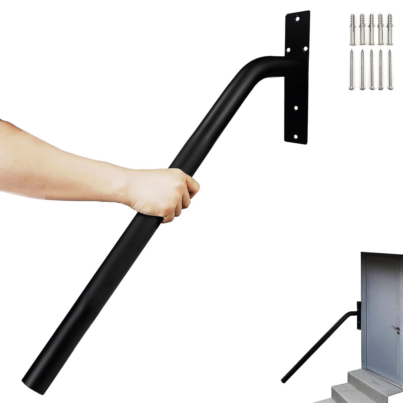 Barre d'appui design moleté en acier inoxydable noir mat haute résistance