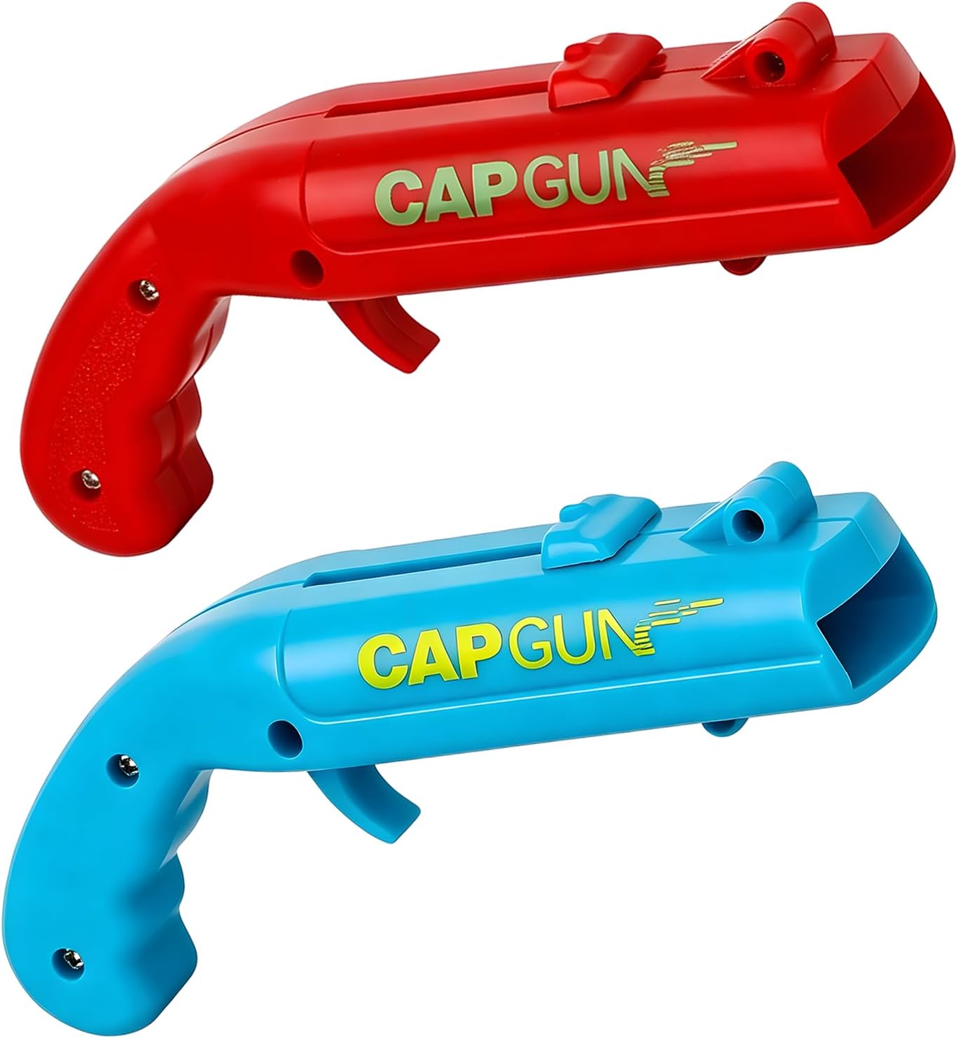 Bottle Opener with Cap Launcher,Funny Shooting Gun Creative Opener for Family Gatherings Party Games Bar Outdoor BBQ,Cool Gifts for Birthday Christmas Father's Day (2, Red,Blue)