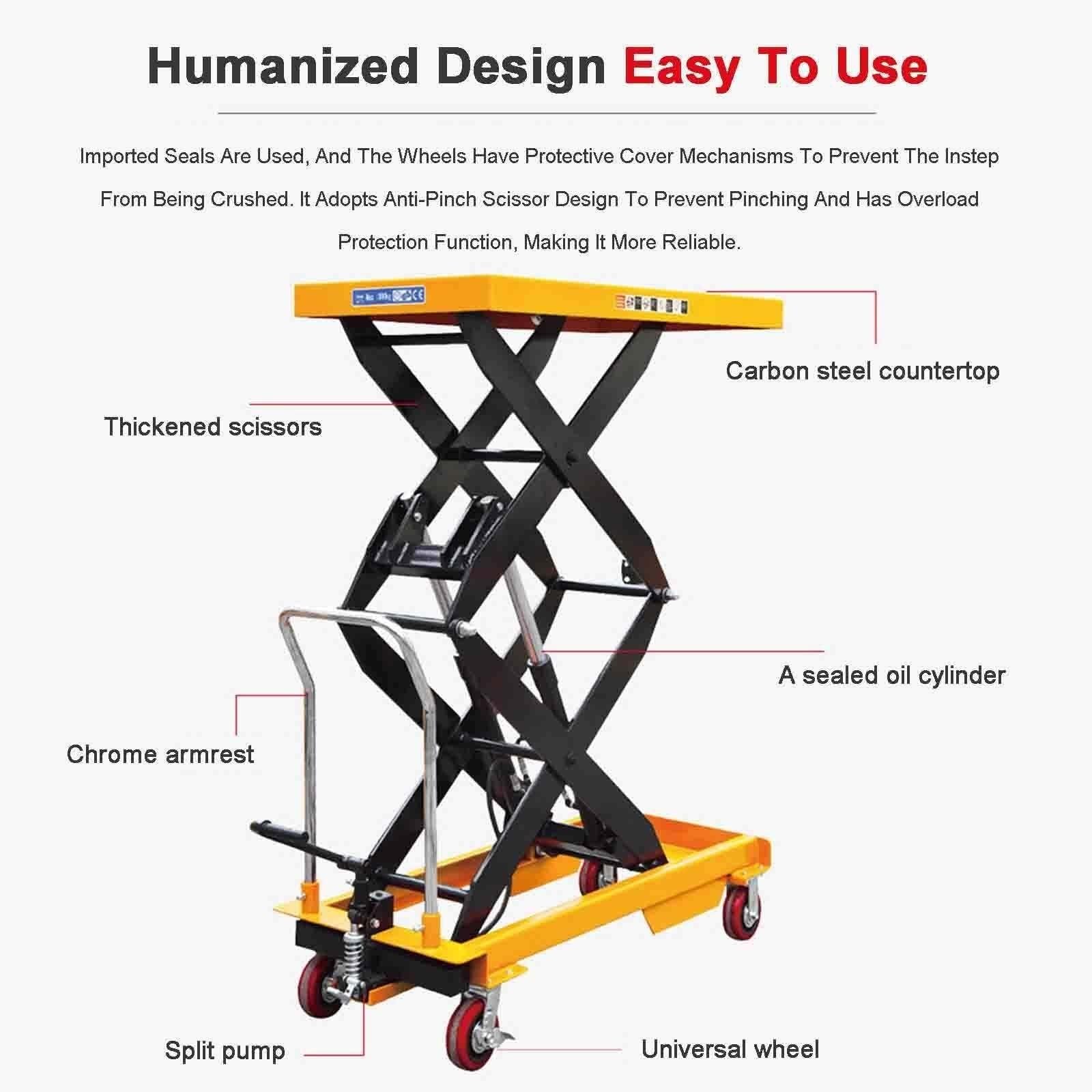Elevador hidráulico con pedal | Herramienta de altura ajustable para elevación fácil | Ideal para talleres, garajes y uso doméstico (800 kg, 1,5 m)