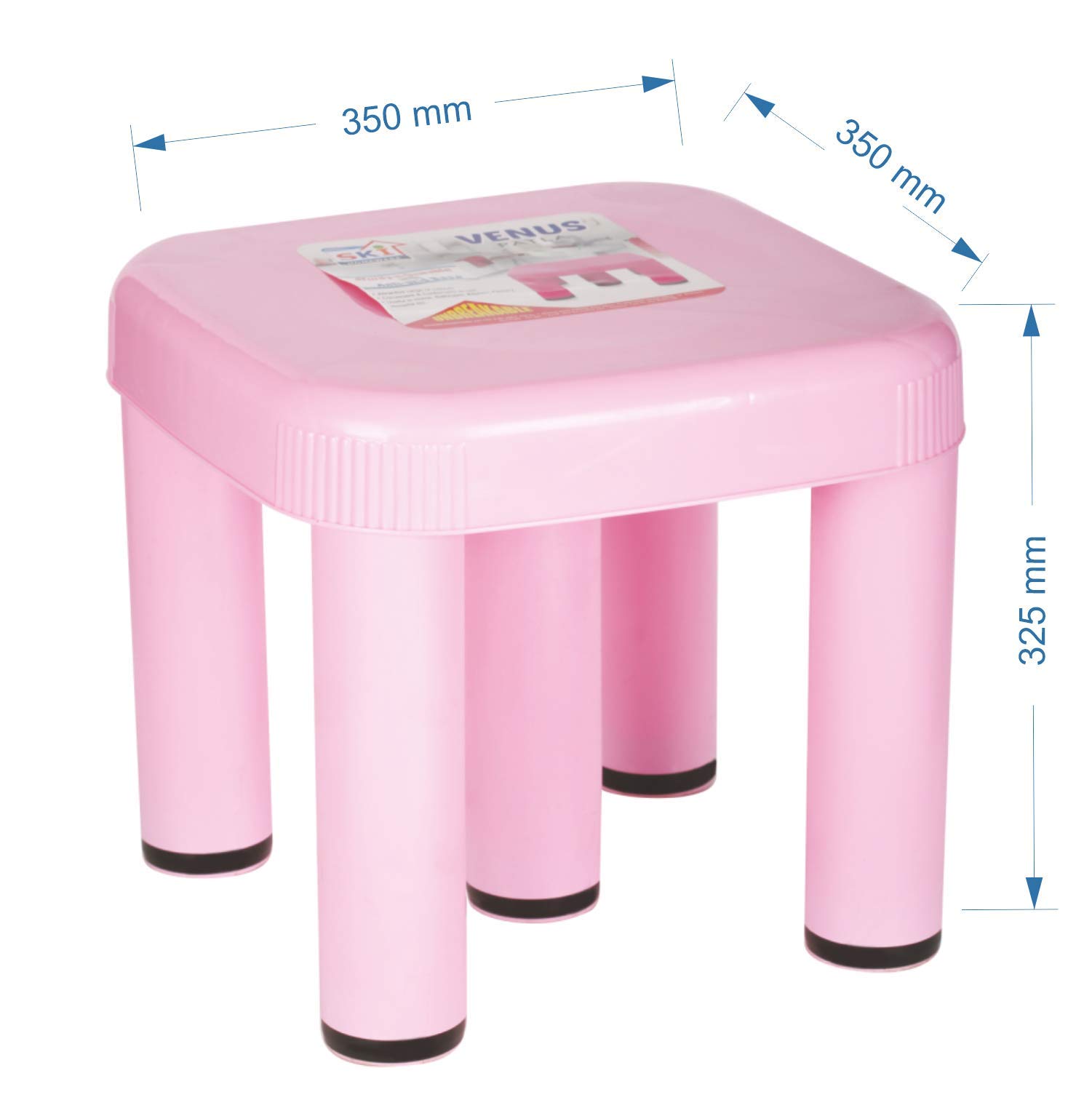 Ski Venus Jumbo Plastic Stool | Strong & Unbreakable | Anti-Slip | Useful in Bathroom/Office/Kitchen/Hospital/Factory (Pink) 2