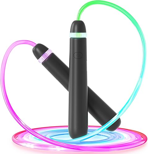LED Light Up Jump Rope for Kids and Adult, Adjustable Glowing Skipping Rope for Boys and Girls, Colorful Luminous Jumping Rope for Fitness and