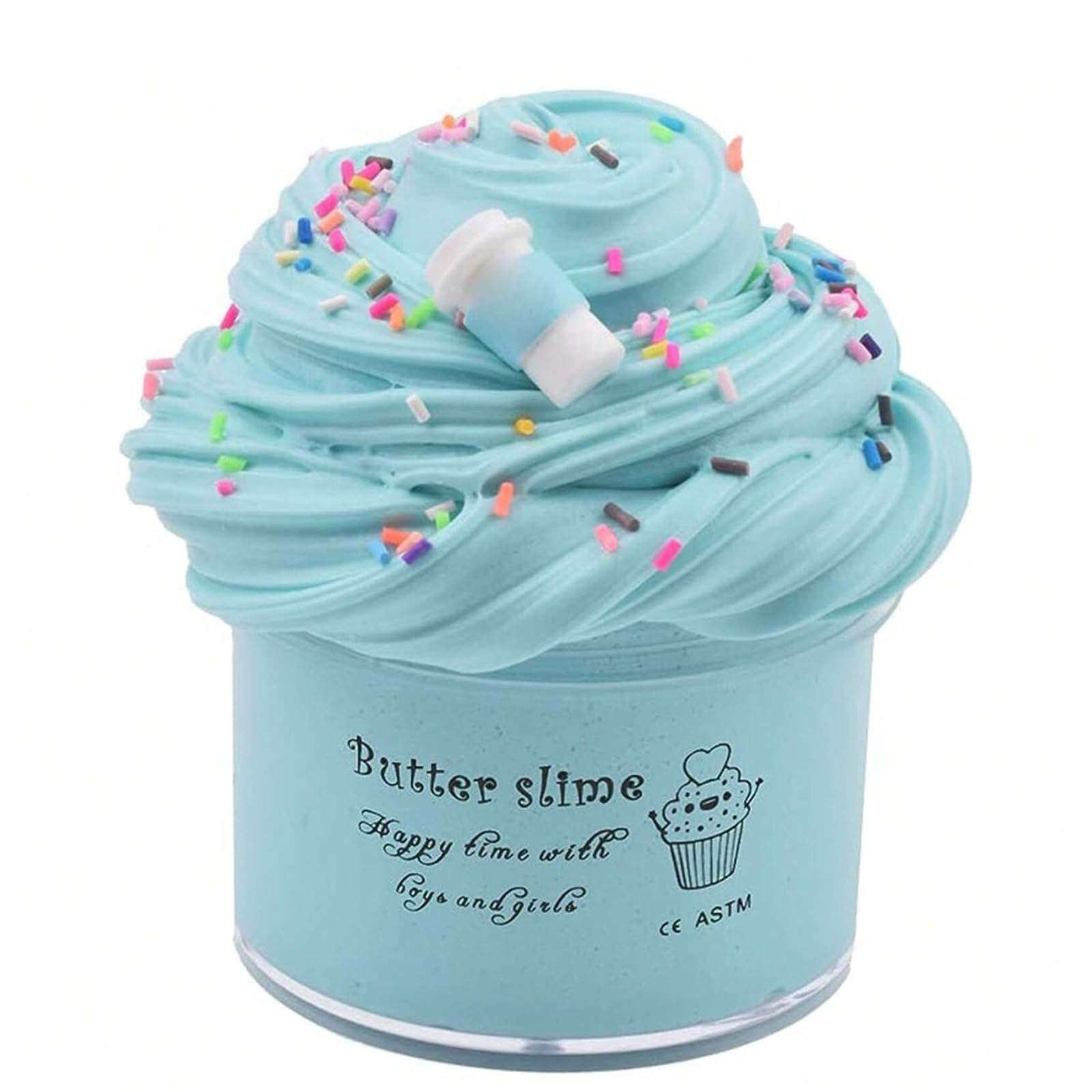 Blue Latte Butter Slime,Coffe Cup Scented Slime,Strechy Non-Sticky, Stress Relief Toy for Girls and BoysCarbonfree Certified