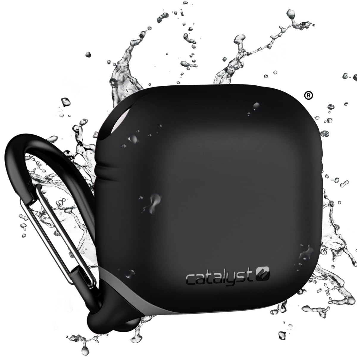 Catalyst Étui Étanche Compatible avec AirPods 4ème Génération - Imperméable, Résistant aux Chocs, aux Rayures et aux Chutes, avec Mousqueton - Noir
