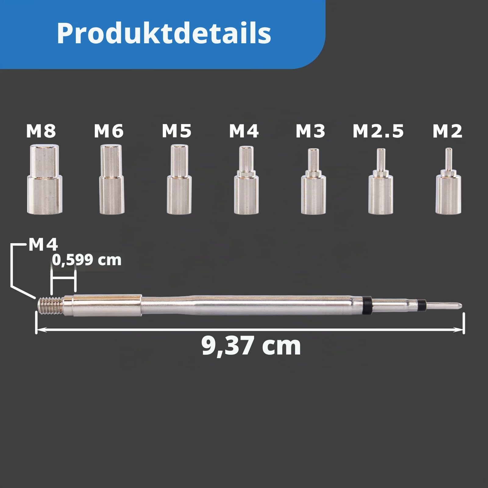 Heat Set Insert Tool, Lötkolbenspitzen mit Gewindeeinsätzen M2 M2,5 M3 M4 M5 M6 M8, kompatibel mit C245 Lötkolben, 3D-Druckwerkzeugen