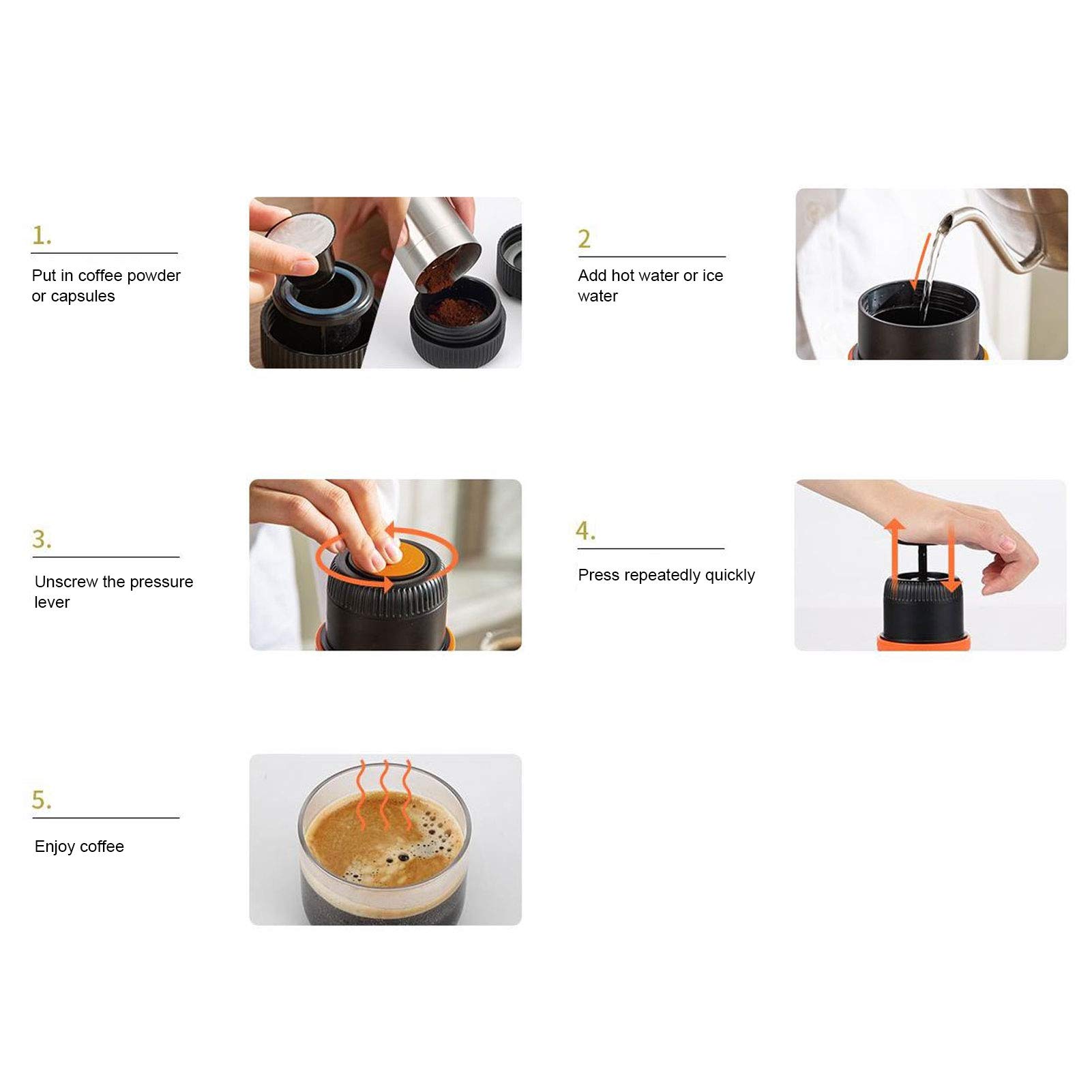 Máquina de café de cápsulas portátil, máquina de café Manual, electrodomésticos, Oficina, Herramienta para Hacer café al Aire Libre, Apta para cápsulas Nespresso, Prensa Manual, cafetera