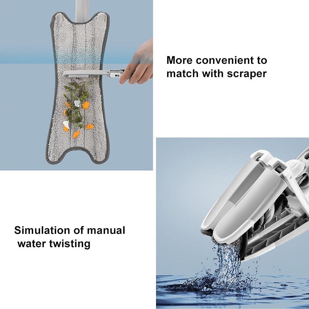 Mop, 360 grados de rotación libre de microfibra tipo X fregona plana de limpieza del piso del hogar Herramientas de limpieza Lazy Fellow Mop, reutilizable hogar cocina mano libre fregona, adecuado