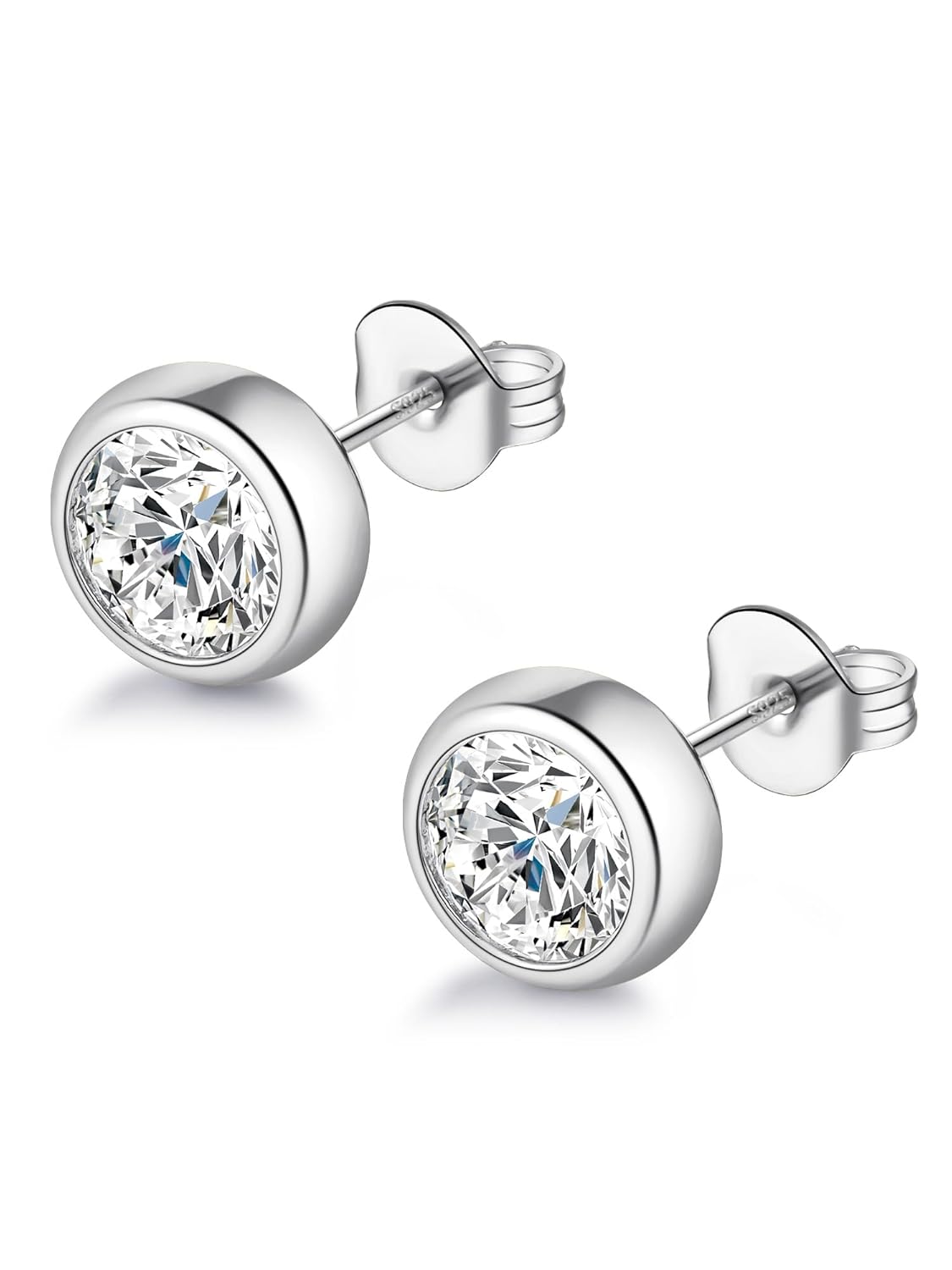 Augell Moissanite Diamond Stud Earrings 1-2 Carat D Color VVS1 Clarity Hypoallergenic 925 Sterling Silver with 18K Gold
