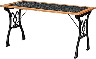 Banco de Jardim Externo, Banco de Terraço Parque Banco de Externo, Banco de Jardim de Varanda com Encosto e Braços, Estrutura de Ferro e Assentos de Madeira Maciça Anticorrosiva, Mesa de Lazer Pátio