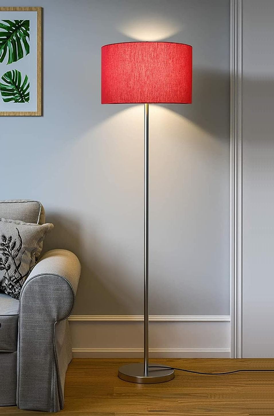 DEZIN KRAFT Floor Lamp Standing Modern Silver Lamp Shade for Living Room Corner, Home, Hotel, Office (12 Inches, 4Ft Height, Metal, Pack of 1) (Red) (B0CJPYNF5G) Amazon Price History, Amazon Price Tracker