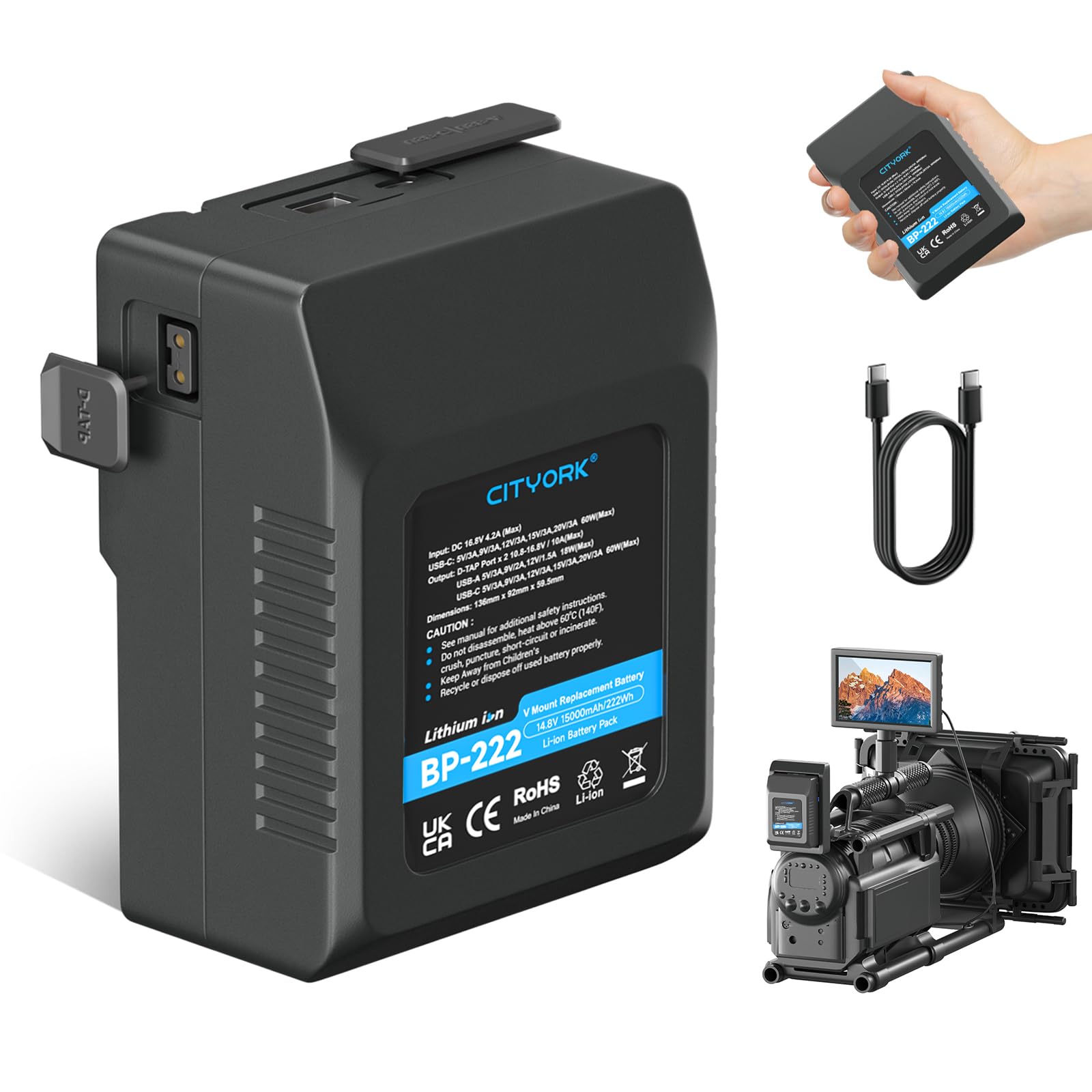 Amazon.com: CITYORK Rechargeable Mini V Mount/V Lock Battery