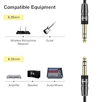 Vista 4 de J&D Carcasa de cobre chapada en oro de 1/4 de pulgada TRS macho a 0.250 in TRS macho de 3 pies cable estéreo