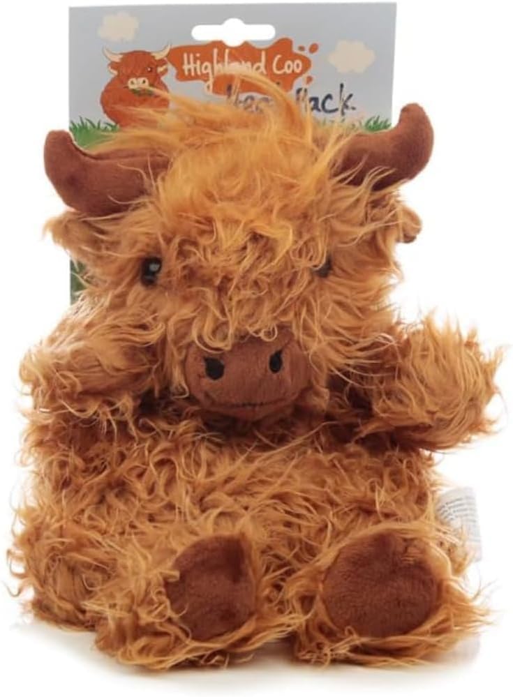 Puckator Highland Coo Cow Microwavable Plush Wheat & Lavender Heat Pack - Heating Pads - Hot and Ice Cold Cool Pack Packs Bag for Sport Injuries Knee Back Pain - Bed Warmer - Wellness Health Products