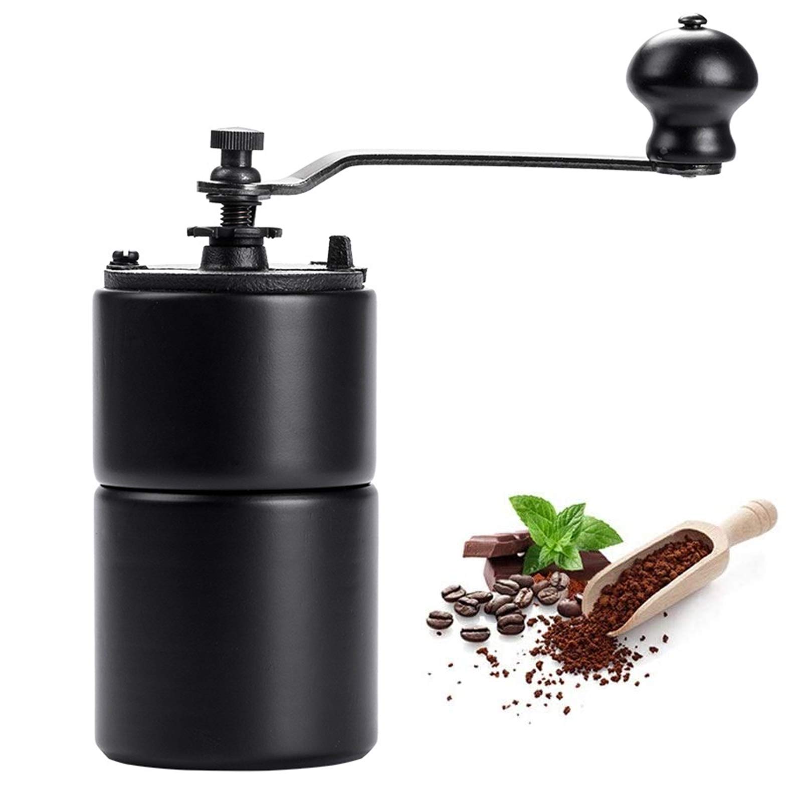 Molino De Grano Café Manual, Molino De Muela De Cerámica De Manivela, Configuración Portátil Ajustable Máquina De Molino De Café para Viajar Y Acampar,Negro