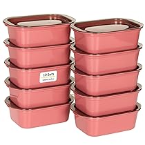 VINATO Contenitori Ermetici per Alimenti 500ml (10 Pezzi) – Set per Congelatore, Microonde, Lavastoviglie, Impilabili – Rosso