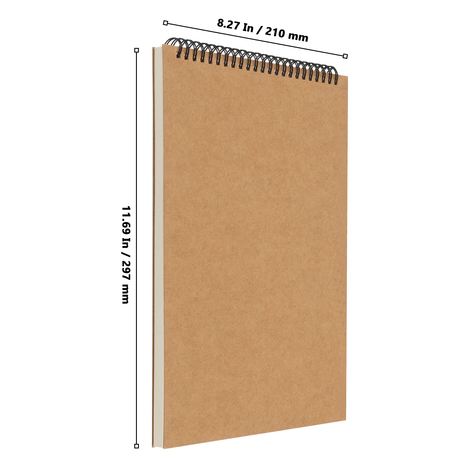 MUKLEI Paquete de 8 cuadernos de bocetos A4, cuaderno de bocetos de papel de 160 g/m², 30 hojas/60 páginas, tapa de papel kraft marrón