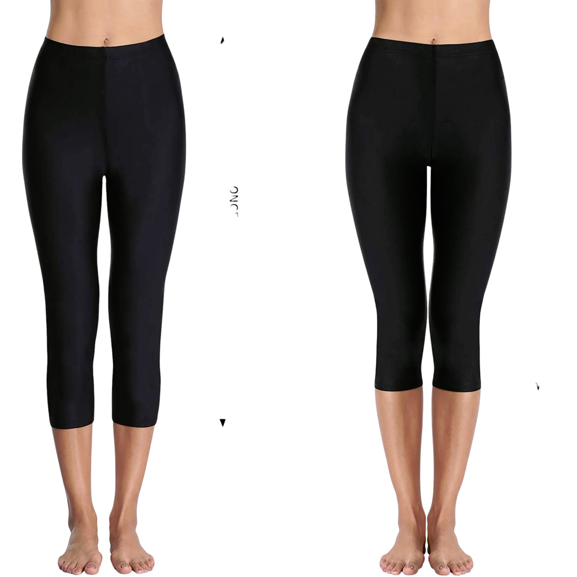 Aqua Holic Spandex Women's Swimming Capri Solid Regular Fit | Stylish & Comfortable, Attractive Design, Multi-Purpose, Long-Lasting | Ideal for Casual Outings - Black (S) 1