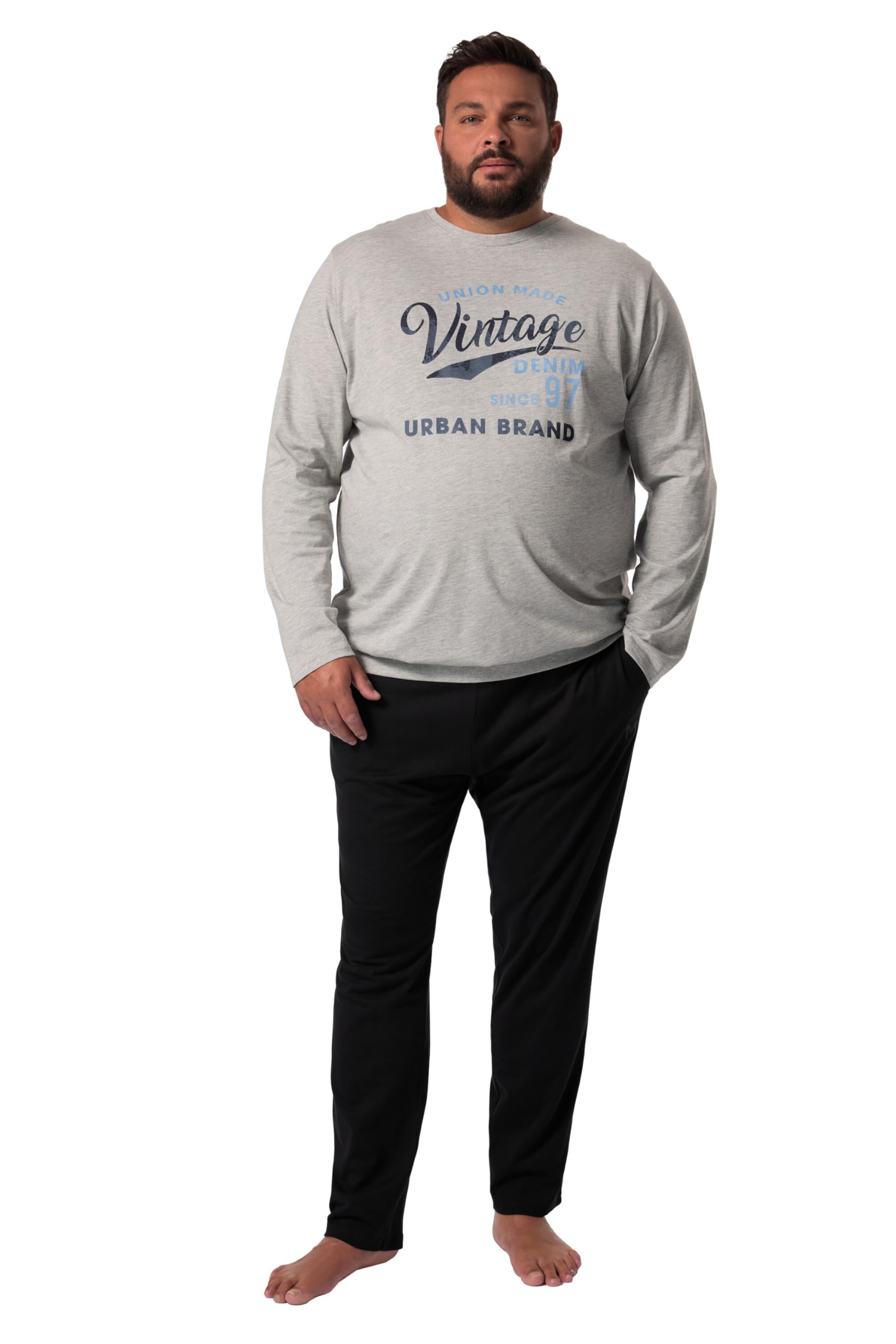 Men Plus Herren große Größen Übergrößen Menswear L-8XL Schlafanzug, Zweiteiler, Bauchfit, Langarm 832187