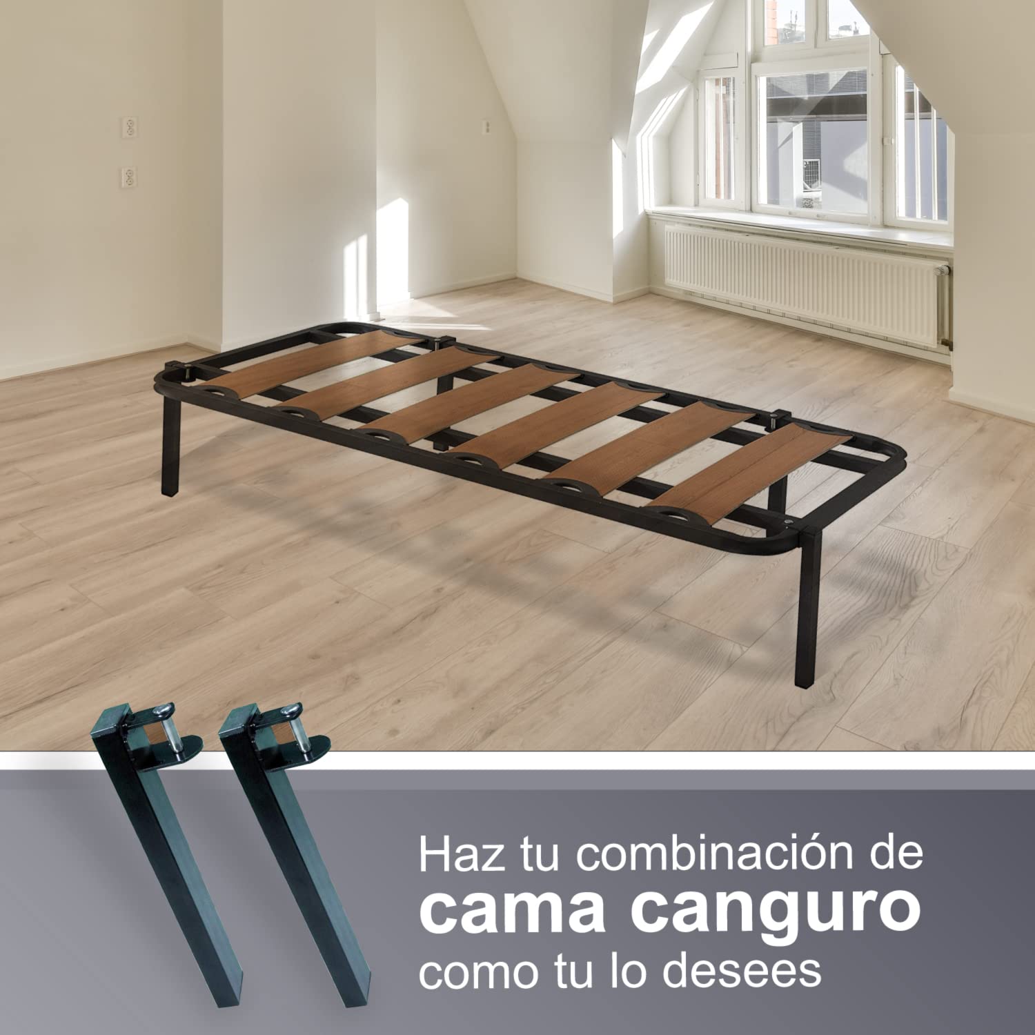 Juego de 4 Patas Nido Parte Alta para somier 40 x 30 - Metálicas y rectangulares - Ideales para Cama Nido - Cuens