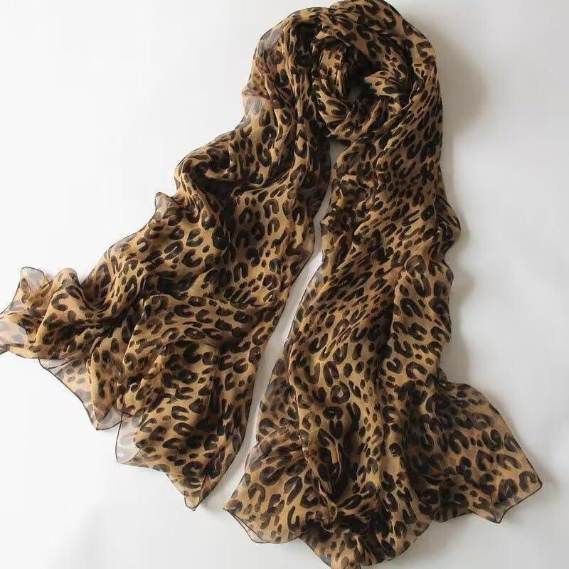 Women-Lightweight-Silk-Shawls-Scarf with Fashion-Leopard Print for Summer-UV-Protection4