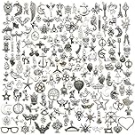 YoudiylaUK Wholesale Bulk Lots 200Pcs Tibetan Silver Charms Pendant Fitting for DIY Necklace Bracelet Earrings Jewellery Making Accessories WM332